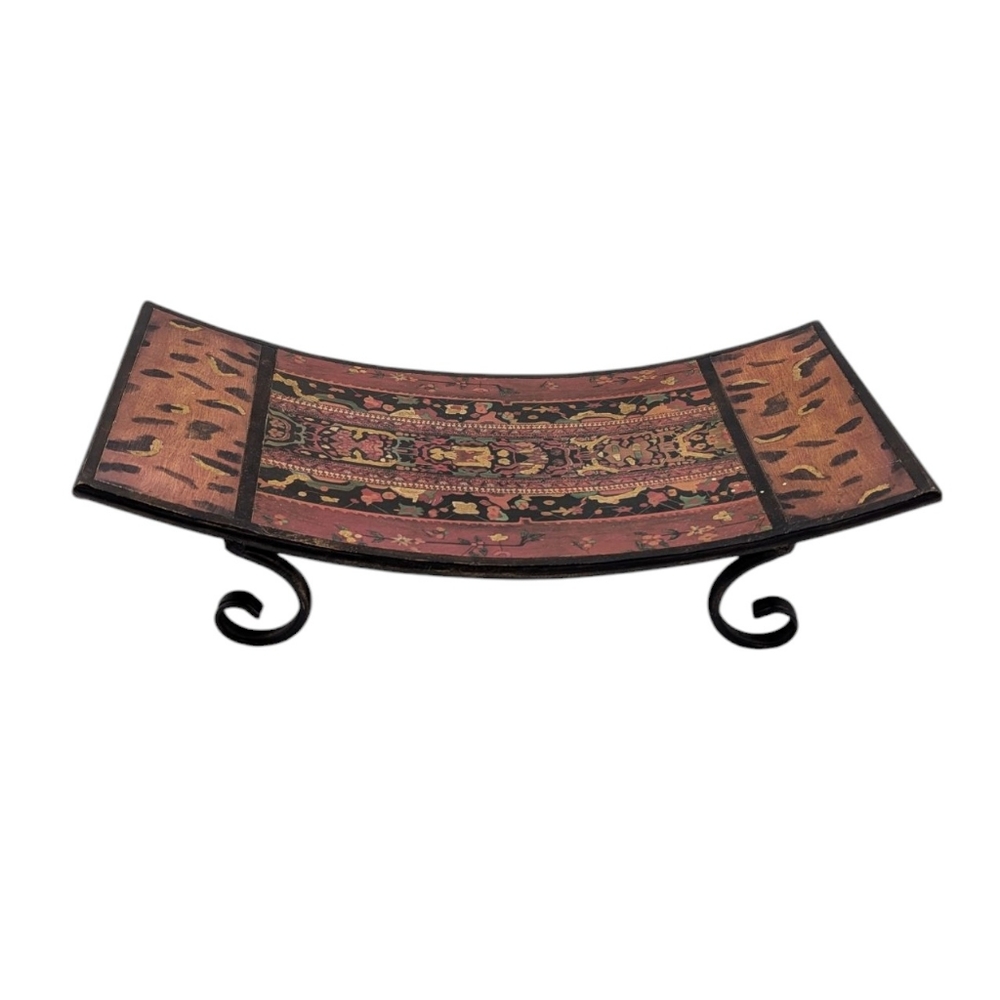 Artistic Rectangular Tray with Metal Stand